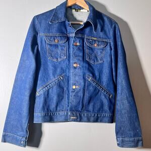 Vintage Wrangler Denim Jacket 70s Trucker Size 40 Large USA Style 74136NV